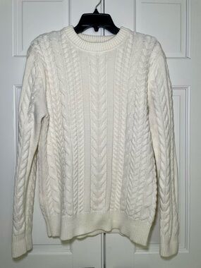 Scotch & Soda Monsanto Crewneck Cable Knit Sweater Medium Off-White